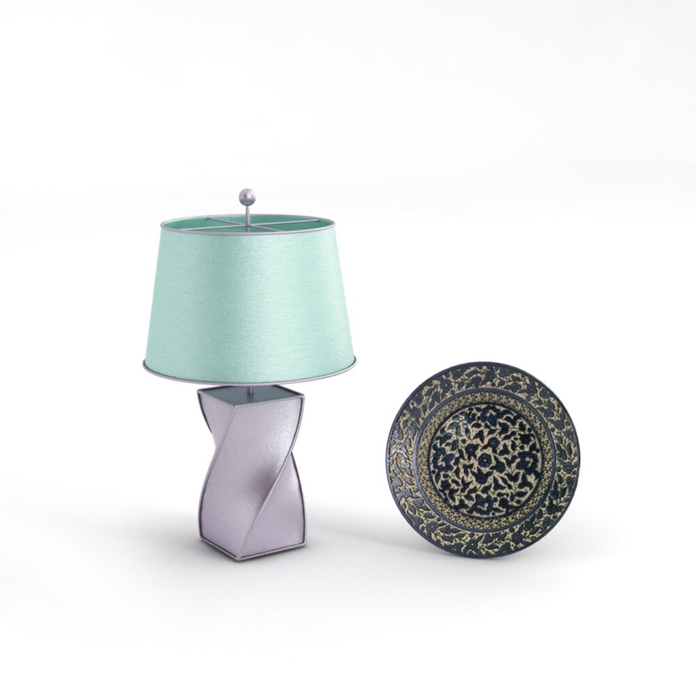 Modern Table Lamp and Decorative Plate 3Dモデル