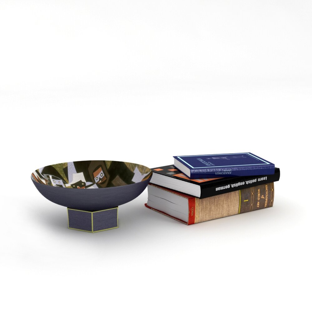 Decorative Bowl and Books 3D 모델 