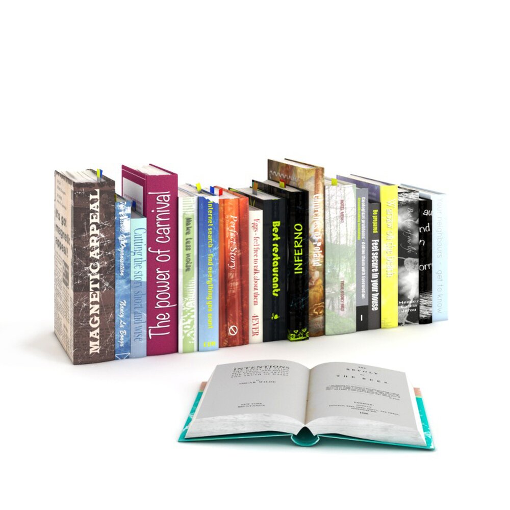 Row of Colorful Books 3D 모델 