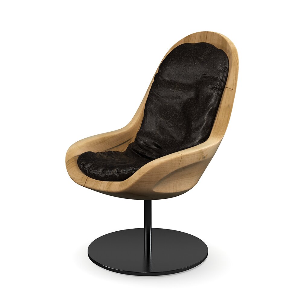 Modern Wooden Accent Chair 3D model