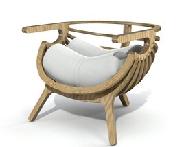 Modern Wooden Lounge Chair 06 3Dモデル