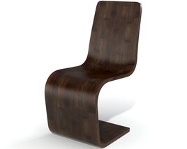 Modern Curved Wooden Chair 03 3Dモデル