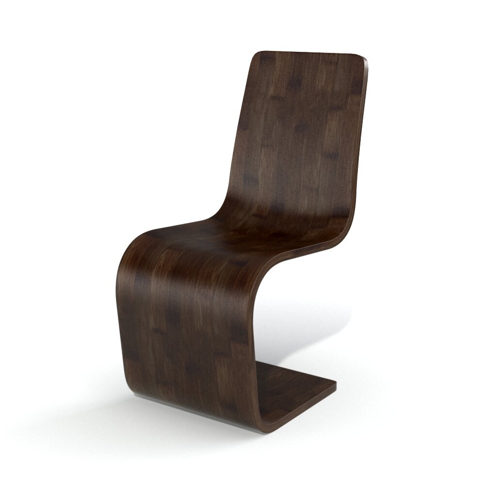 Modern Curved Wooden Chair 03 3D 모델 