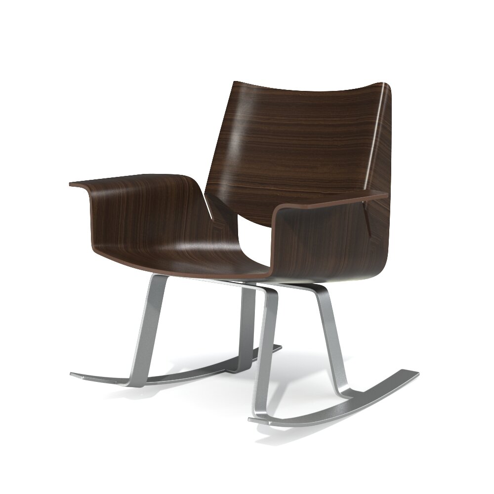 Modern Wooden Rocking Chair 02 3Dモデル