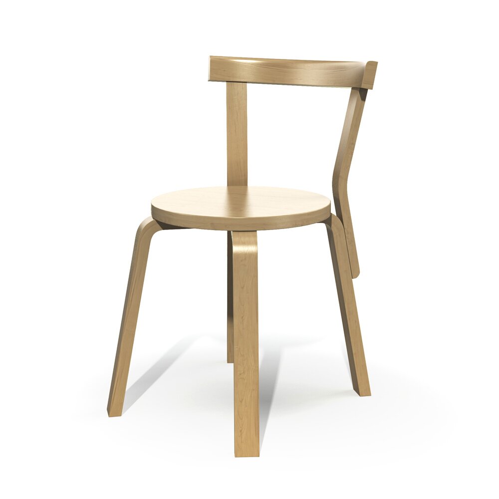 Wooden Dining Chair 3D-Modell