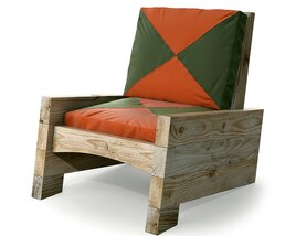 Rustic Wooden Armchair 3D model