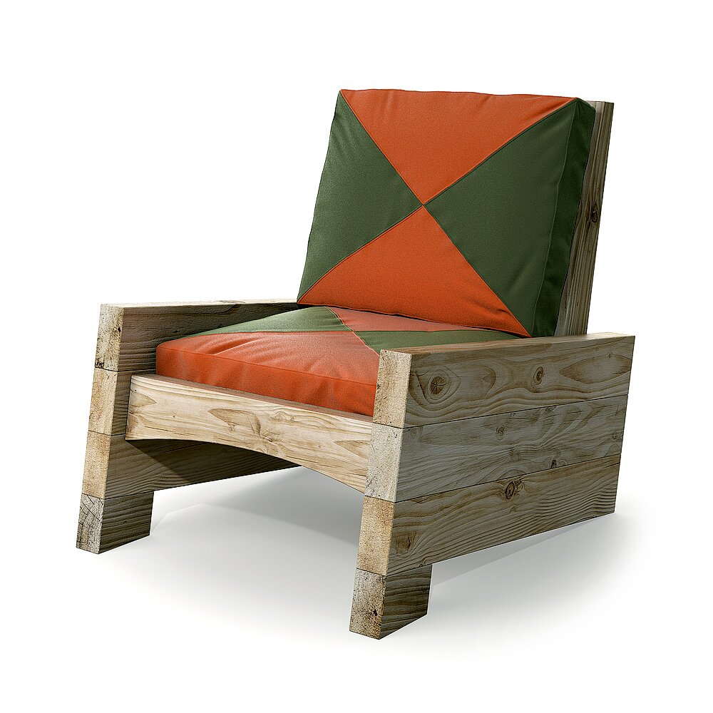 Rustic Wooden Armchair 3D model