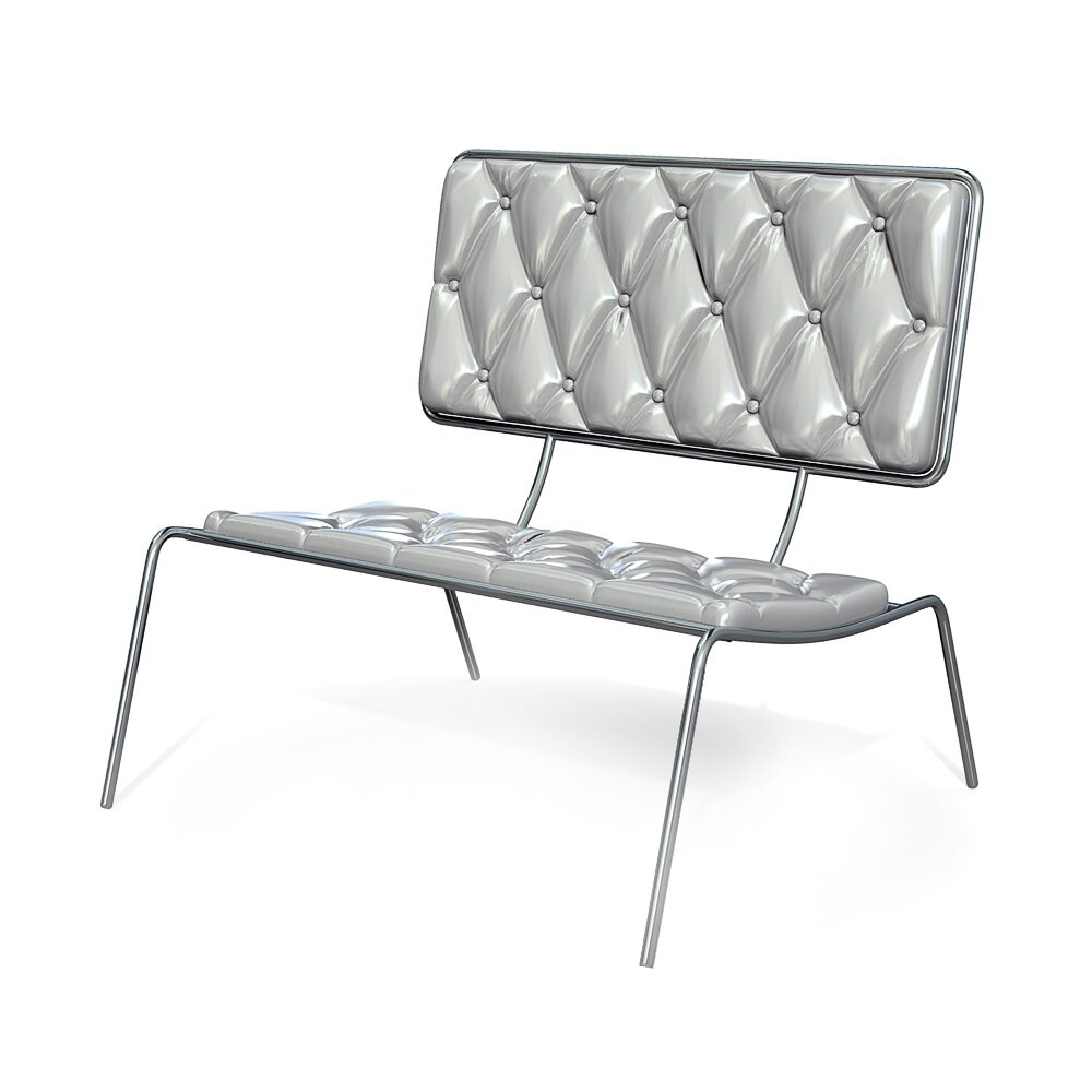 Modern Quilted Metal Bench Modèle 3D