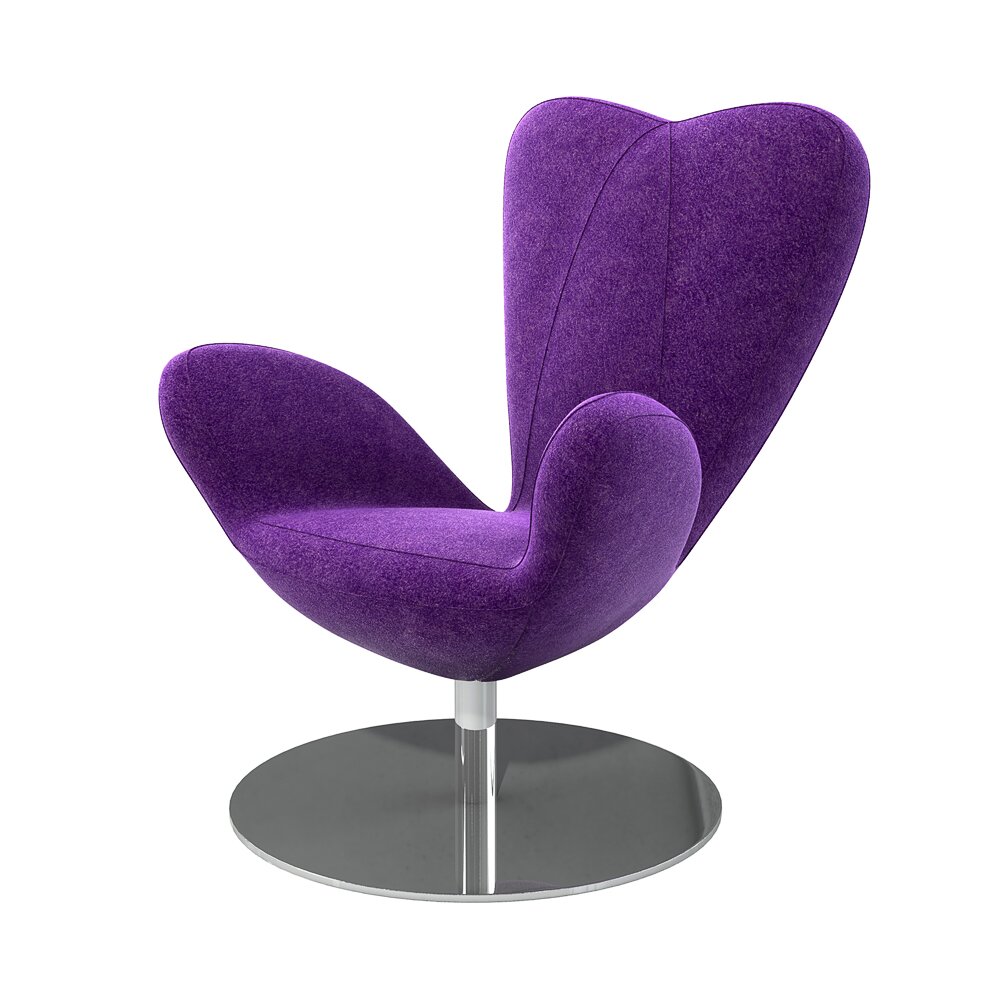 Plush Purple Petal Chair 3D model