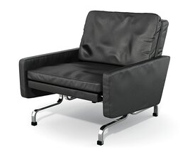 Modern Black Leather Armchair Modelo 3d