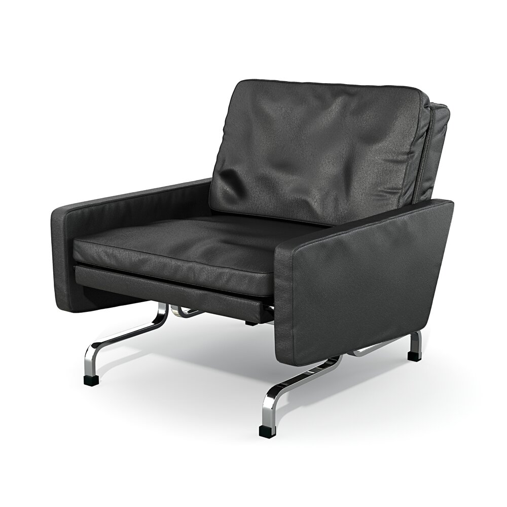 Modern Black Leather Armchair Modelo 3D