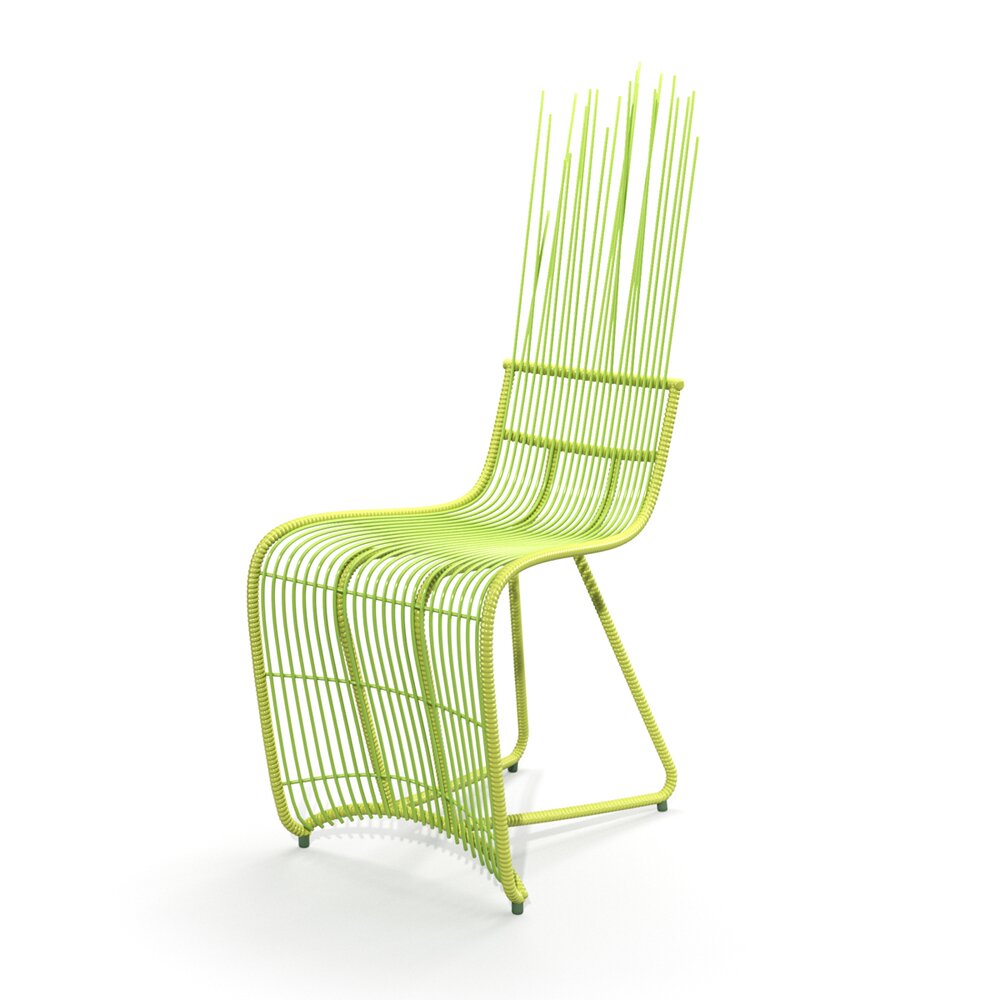 Modern Lime Wireframe Chair 3D 모델 