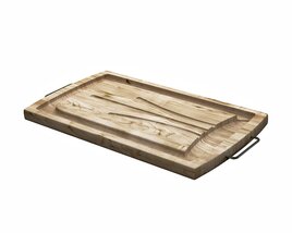 Wooden Serving Tray Modello 3D