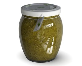 Glass Jar of Pesto Sauce Modelo 3D
