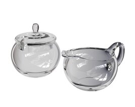 Clear Glass Teapot and Sugar Bowl Set Modelo 3D