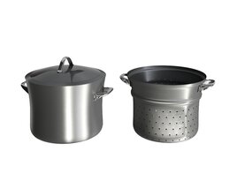 Stainless Steel Pot and Strainer Set 3D модель