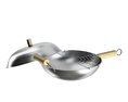 Stainless Steel Wok with Lid 3Dモデル