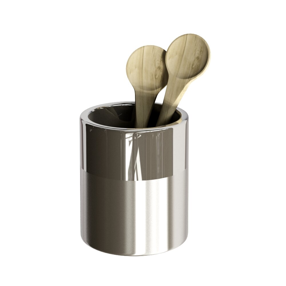 Utensil Holder with Wooden Spoons Modèle 3d
