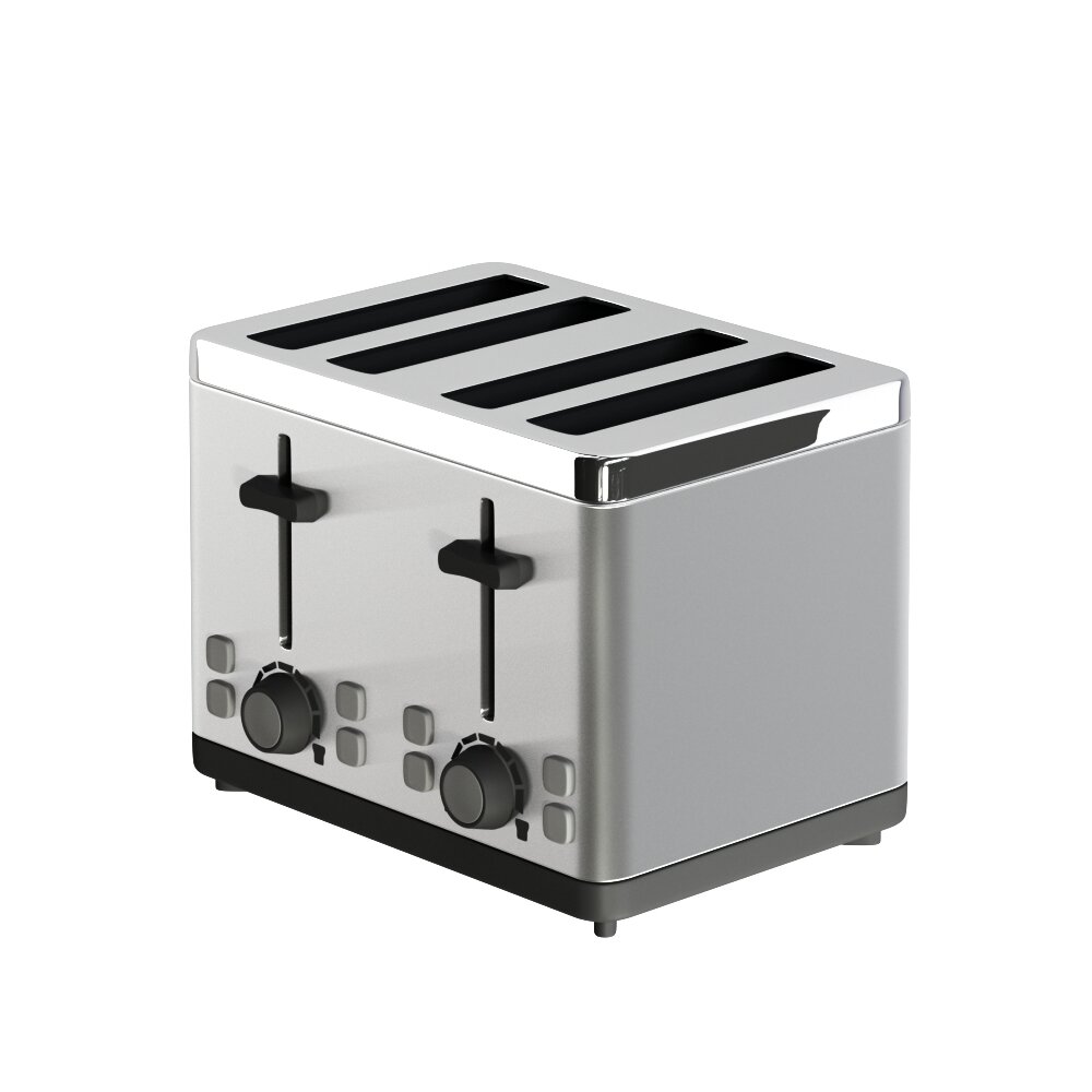 Stainless Steel 4-Slice Toaster 3D 모델 
