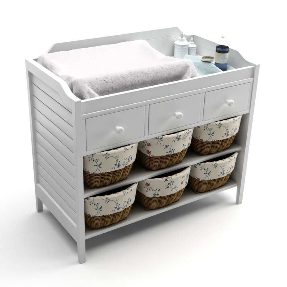 Changing Table with Storage Baskets 3D-Modell