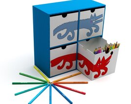 Colorful Kids' Storage Unit 3D-Modell