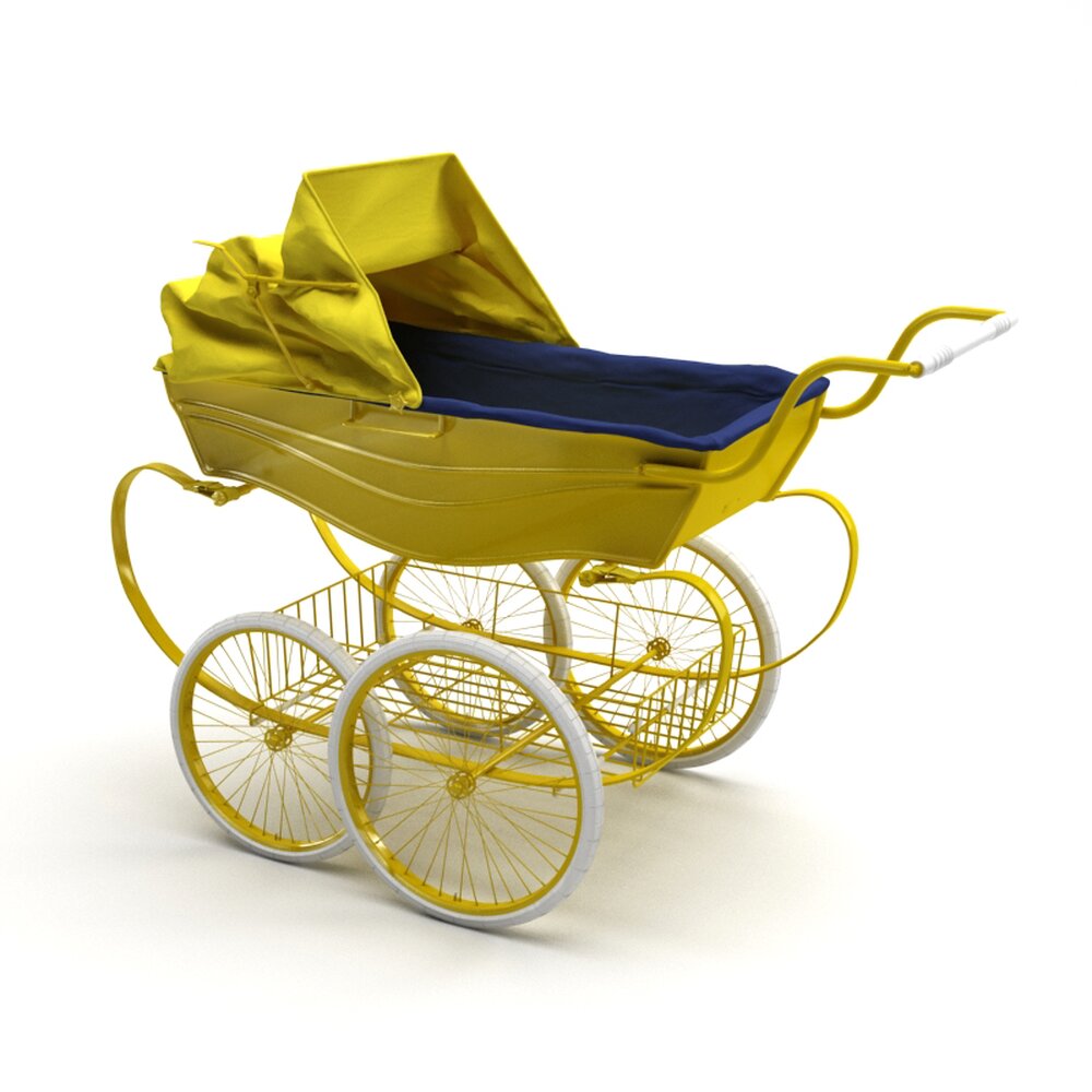 Golden Baby Pram Modèle 3d