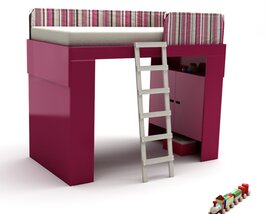 Modern Loft Bed with Storage Modèle 3D