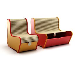 Modern Two-Seater Storage Sofa Modelo 3d