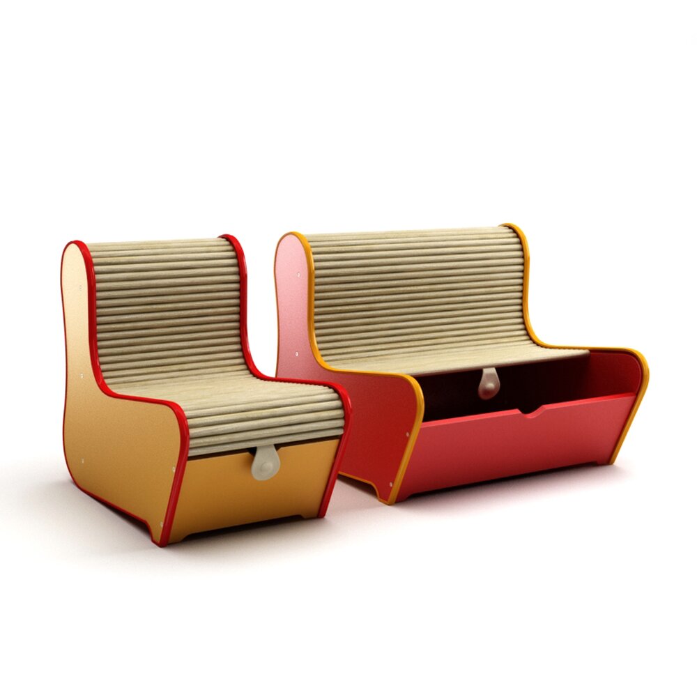 Modern Two-Seater Storage Sofa Modelo 3d