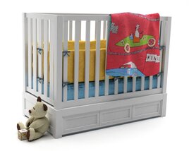 Baby Crib with Bedding and Toy 3D модель