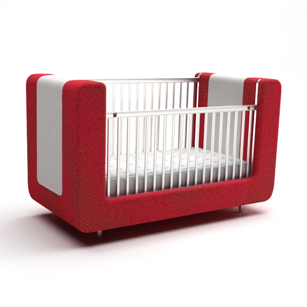 Modern Red Baby Crib Modèle 3D