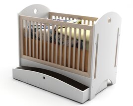 Convertible Baby Crib with Drawer 3D модель