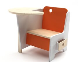 Modular Study Desk Chair Modelo 3d
