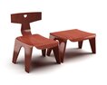 Wooden Chair and Table Set Modello 3D