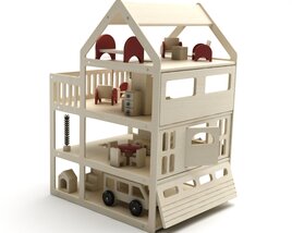Wooden Dollhouse 3D model
