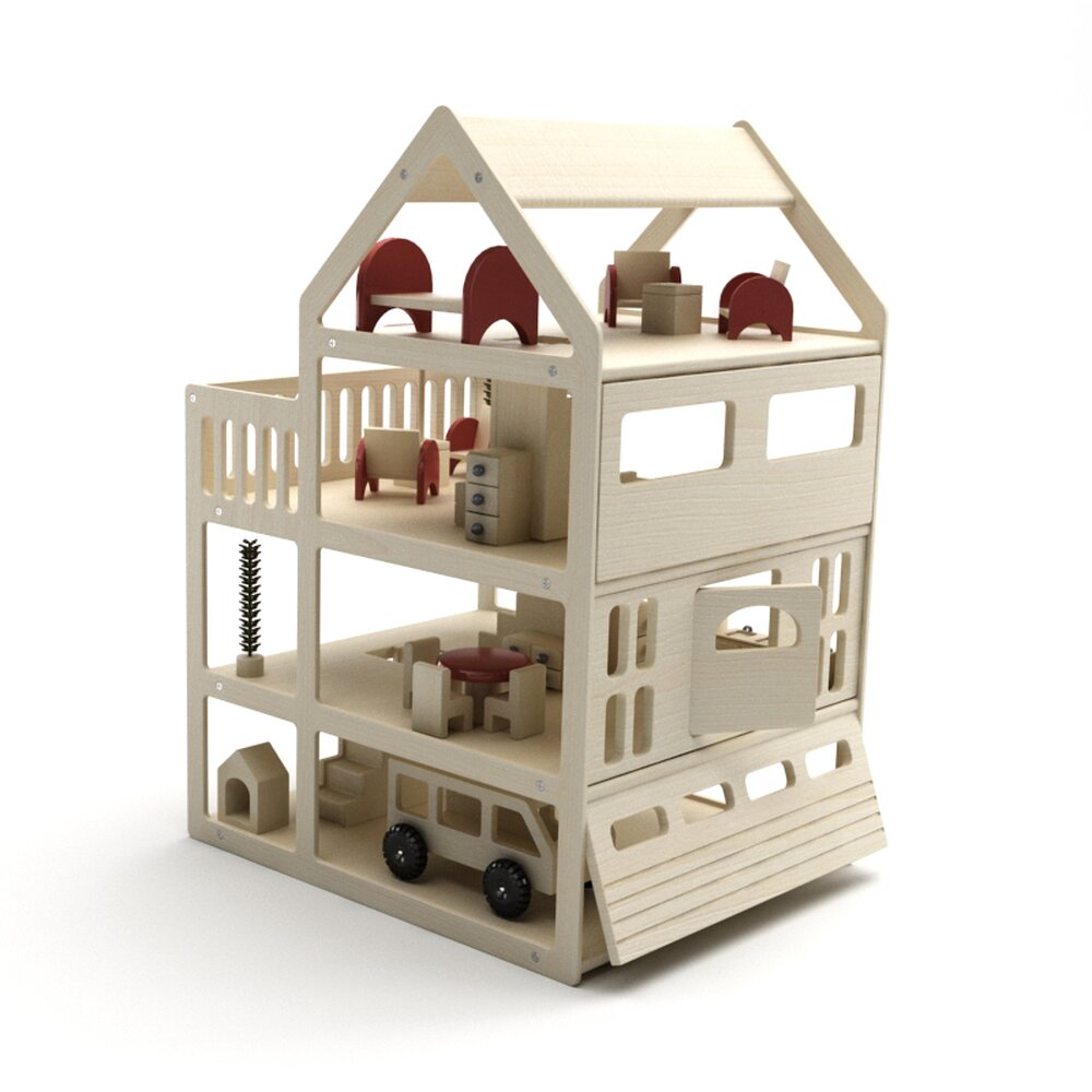 Wooden Dollhouse Modelo 3d
