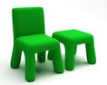 Green Chair and Stool Set 3d model