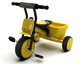 Yellow Kids' Pedal Tricycle with Storage 3D model