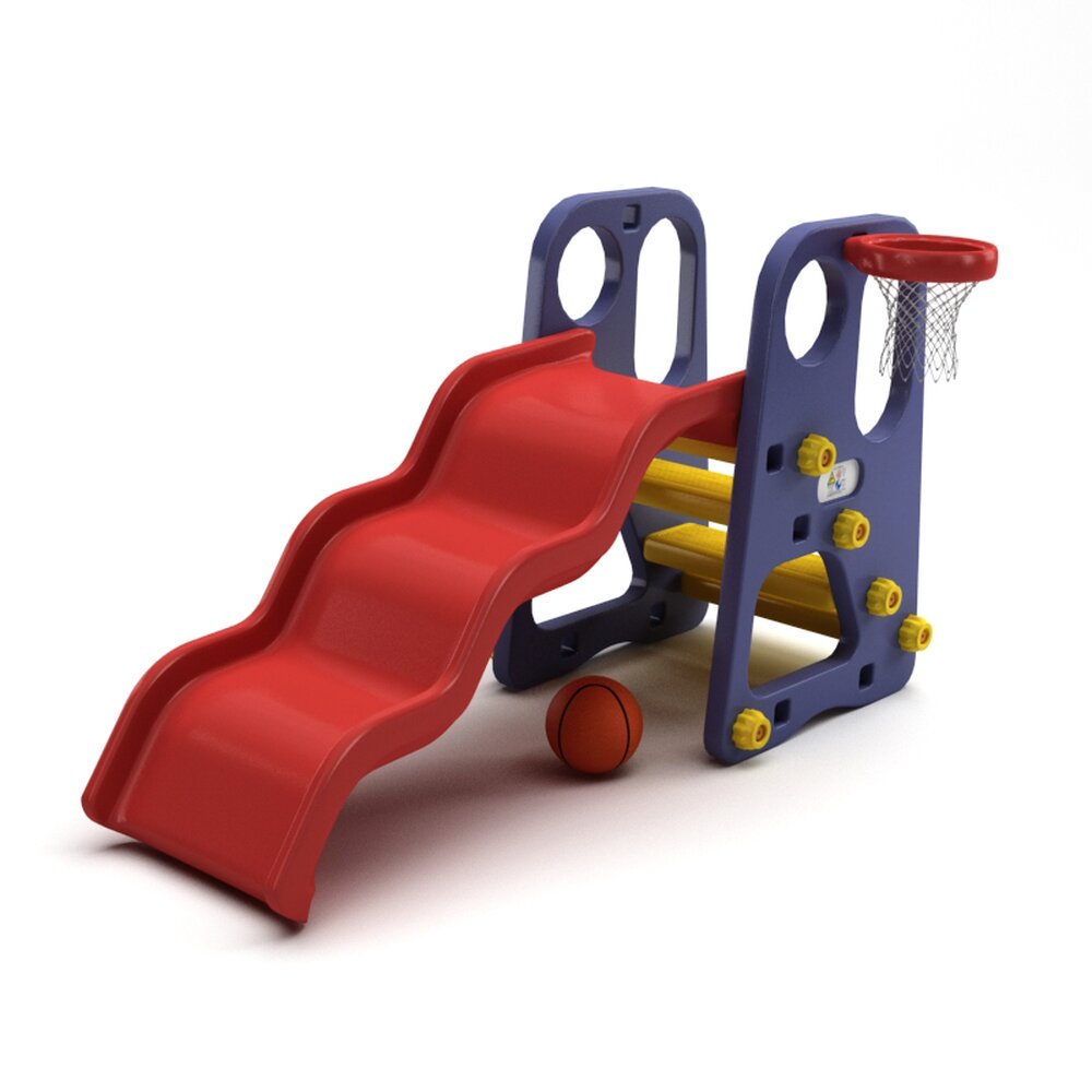 Children's Play Slide with Basketball Hoop Modello 3D