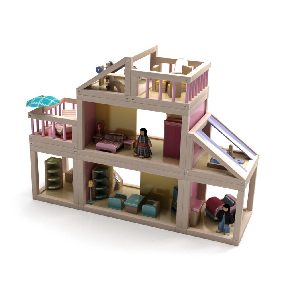 Wooden Dollhouse 02 Modèle 3d