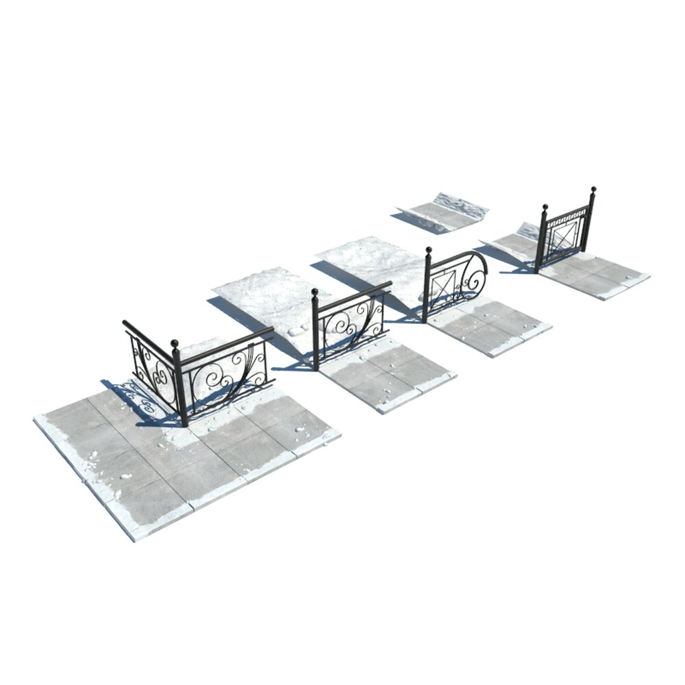 Outdoor Wrought Iron Fence 3D модель