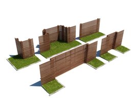 Modular Garden Fencing Panels Modelo 3D