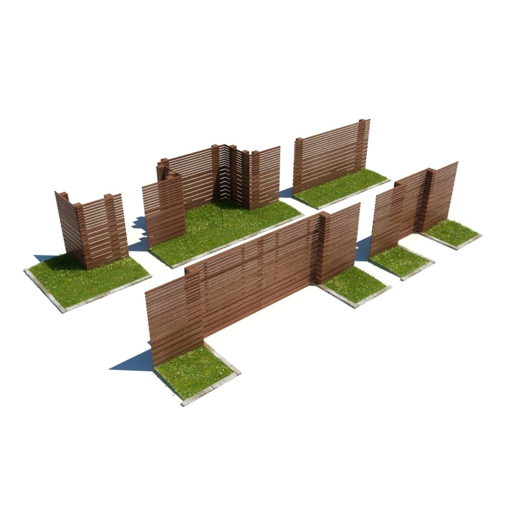 Modular Garden Fencing Panels 3D модель