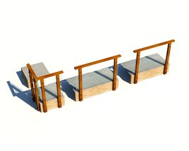 Modular Modern Wooden Fence Modèle 3D