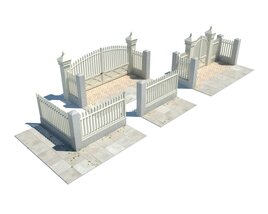 Modular Garden Fence Sections 3Dモデル