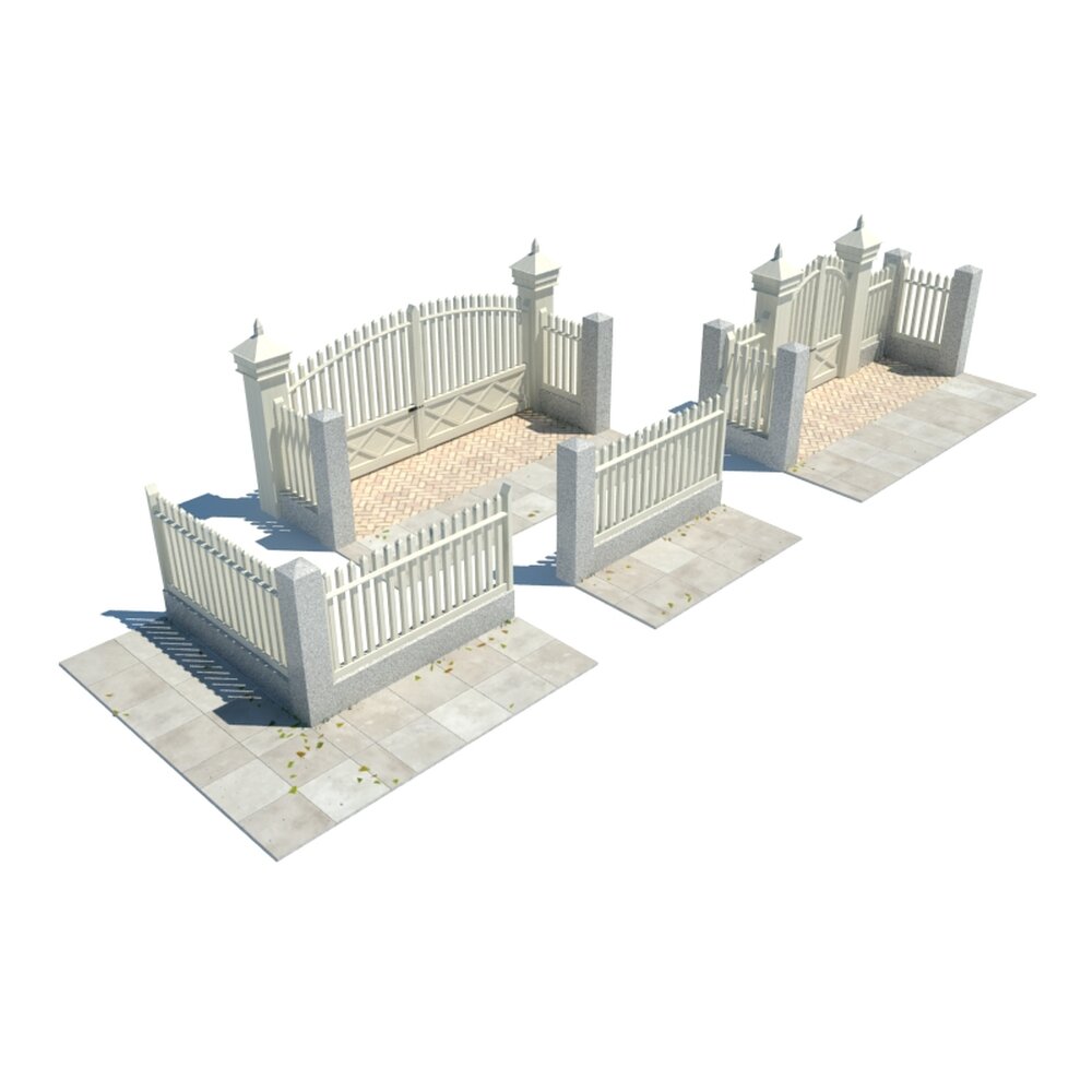 Modular Garden Fence Sections Modelo 3D