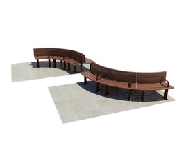 Curved Outdoor Benches Modello 3D
