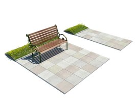 Garden Bench and Pathway Modèle 3D
