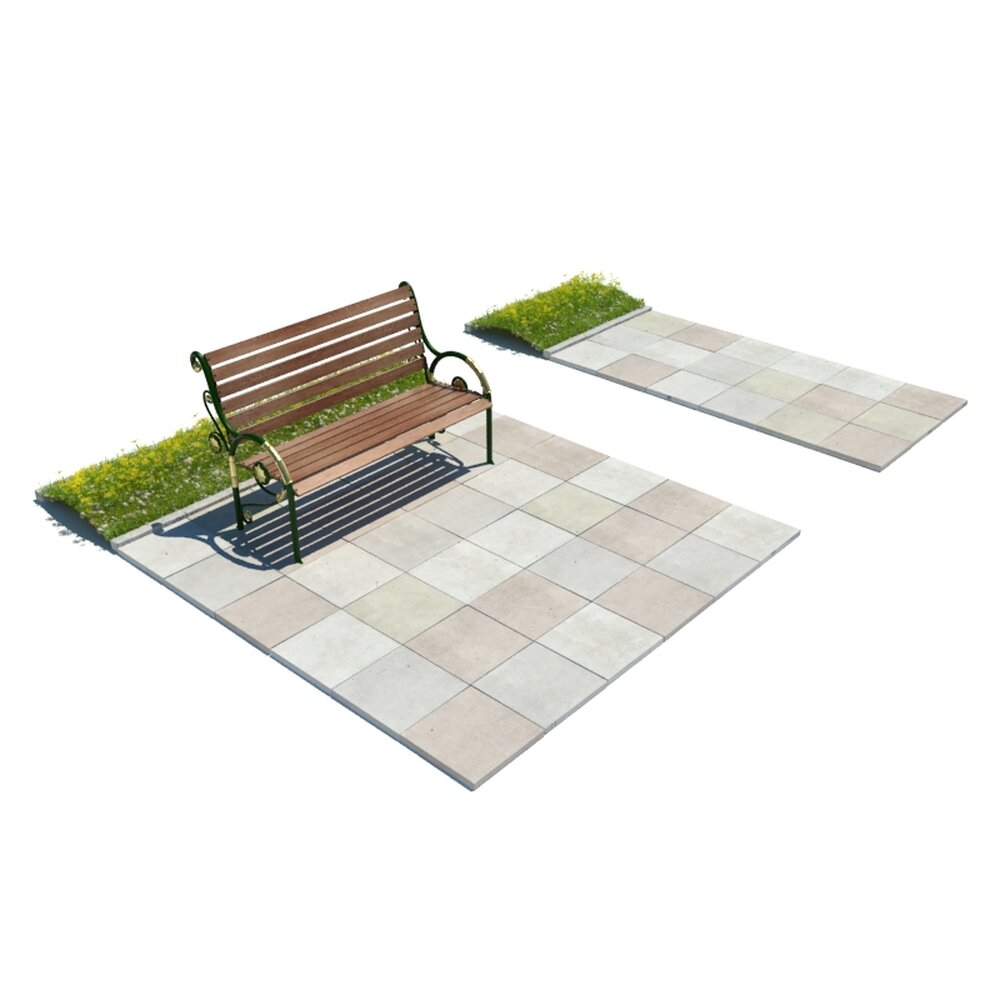 Garden Bench and Pathway 3d model