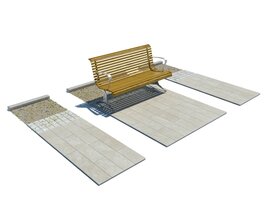 Outdoor Bench with Paving Design Modelo 3d